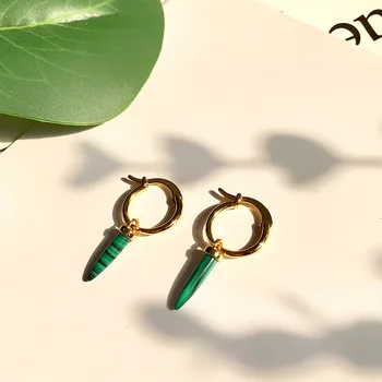 

Resin Malachite Green Color Spike Dangle Earring No Zircon Stone Drop Earring Yellow Gold Color For Women Party Jewelry