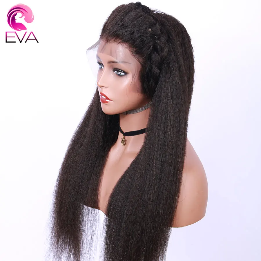 Eva 13x6 парики из натуральных волос на кружеве предварительно сорванные с волосами младенца бесклеевая бразильская Реми курчавые парики с прямыми волосами для черных женщин