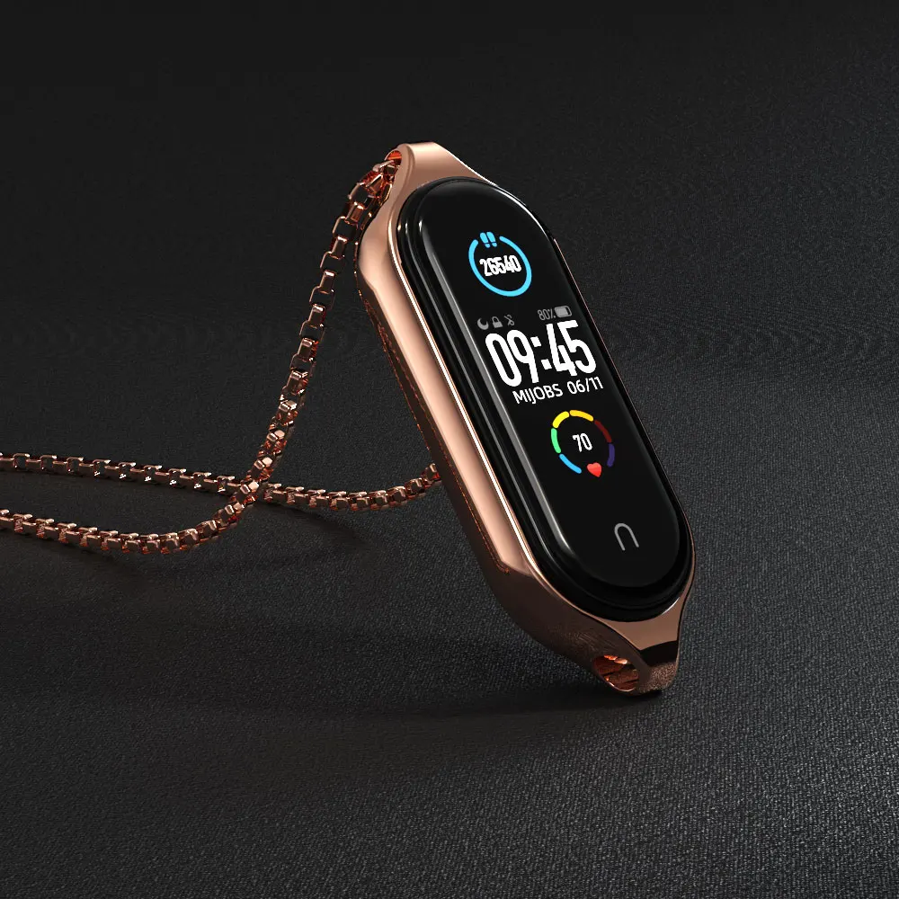 

Necklace for Mi Band 5 Strap Pendant for Xiaomi Mi Band 4 Metal Bracelet Wristband for Miband 3 Band Hanging Neck Decoration