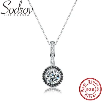 

SODROV Romantic Arrive 925 Sterling Silver Fine Jewelry Trendy Round Engagement necklaces & pendants for Women P064