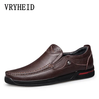 

VRYHEID 2020 Men's Casual Shoes Genuine Leather Size 38-47 Head Leather Soft Anti-slip Driving Shoes High Quality Men Loafers