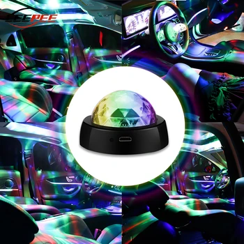 

LEEPEE Car LED Atmosphere Light USB Rechargeable DJ RGB Colorful Music Sound Auto Decorative Lamp Magic Stage Effect Lights