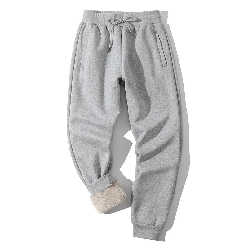 Autumn Men Pants Fleece Lambswool Knitted Thick Warm Winter Outwear Male Trousers Casual Loose Style Tracksuits Knitwear C3140 Sweatpants