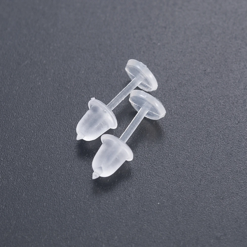 50/200 Pcs 3mm Invisible Plastic Soft Silicone Rubber Earring Base Pins Stud Earring Piercing Retainer for DIY Earring Findings