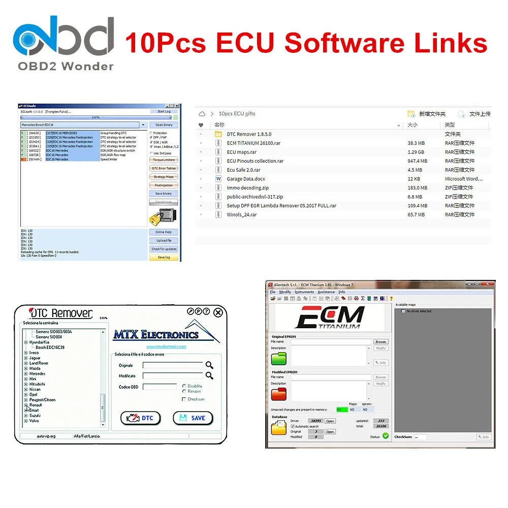 10 шт. OBD2 ECU программное обеспечение ECM titanium Winols V2.24 DTC для удаления V1.8.5 для KESS V2 5,017 KTAG K-tag 7,020 DPF трещина ECU безопасные соединения