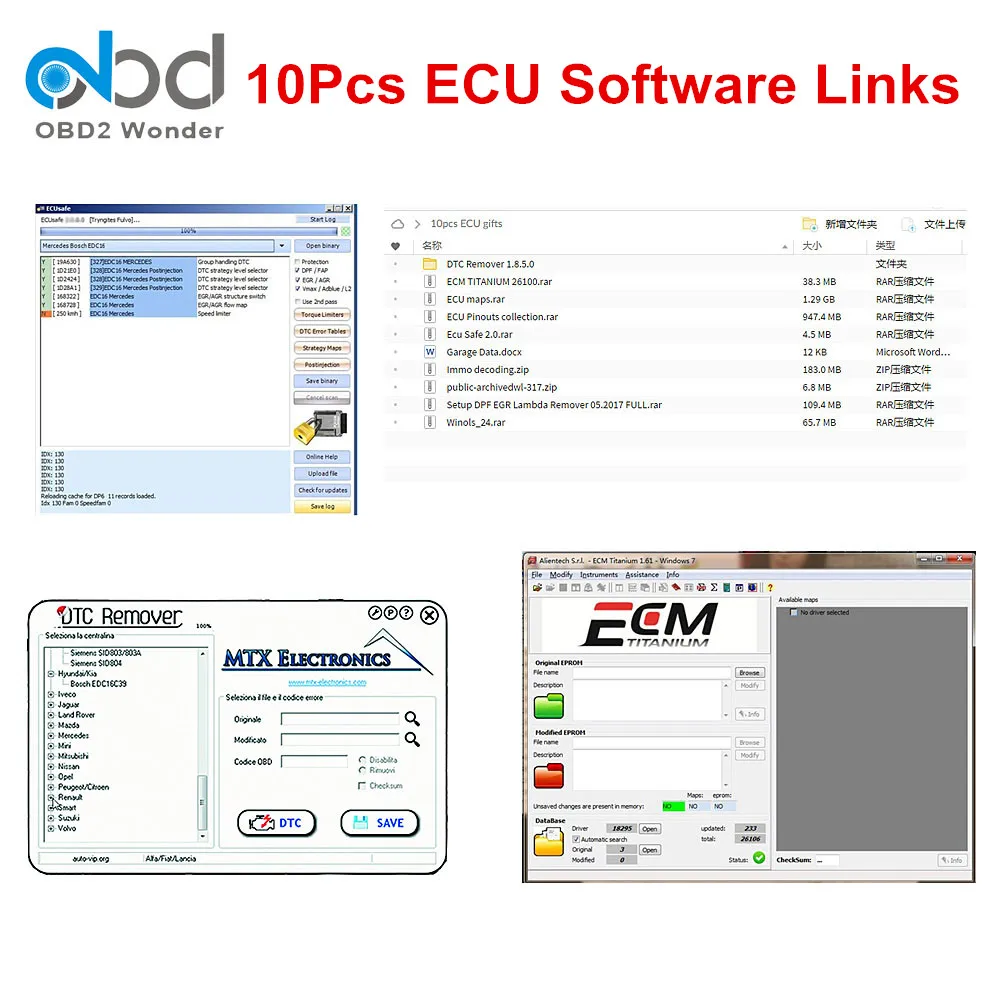 10 шт. OBD2 ECU программное обеспечение ECM Titanium Winols V2.24 DTC Remover V1.8.5 для V5.017 KTAG K tag 7 020 DPF
