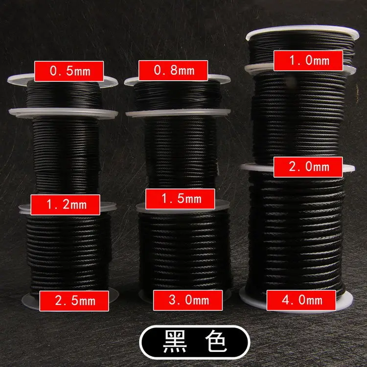 Waxed Cord 0.5 0.8 1.0 1.2 1.5 2.0 2.5mm Black Waxed Cord Waxed Thread Cord String Strap Necklace Rope Beads for Jewelry Making