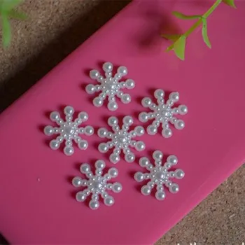 

100Pcs Snowflake Artificial Flatback Pearl Christmas Card Making DIY Craft
