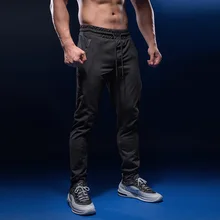 Дышащие штаны для бега, Мужские штаны для фитнеса, бегунов, бега с карманами на молнии, тренировочные спортивные штаны для бега, тенниса, футбола