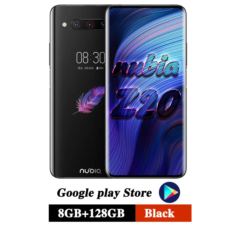 8G 128G Black Мобильный телефон zte Nubia Z20 с глобальной версией, 6,42 дюймов, двойной экран, 8 ГБ, 128 ГБ, Восьмиядерный процессор Snapdragon 855 plus, Android 9,0 - Цвет: 8G 128G Black