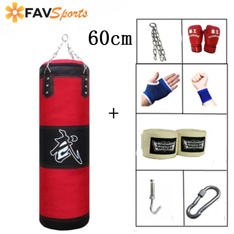 60cm buy 1 get 8 Тренировочный фитнес боксерский Боксер с вешалкой пустой спортивный кик-мешок с песком Муай Тай боксер тренажерный зал тяжелый мускуляционный мешок с песком - Цвет: 60cm buy 1 get 8