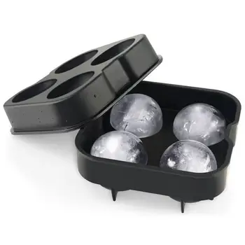 

Silicone Cocktail Whiskey Ice Ball Maker Ice Cube Tray 4 Large Silicone Ice Molds Maker Kitchen Bar Accessories Supplies