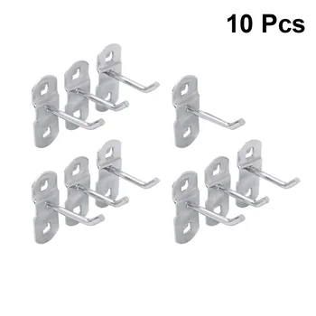 

10PCS Tool Hanging Hook Metal Display Rack Metal Shop Goods Shelf Hooks Thickening Square Hole Plate Tool Hooks Household Kitche