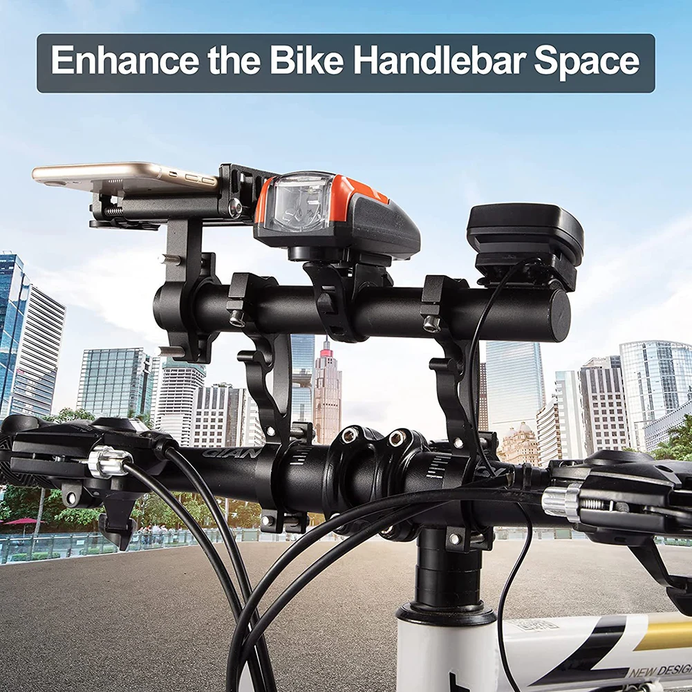 Bicycle Handlebar Extender 25cm Carbon Tube Double Clamp Alloy Bracket Extension Bike Light GPS Computer Stem Tube