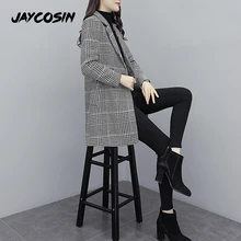 JAYCOSIN, женское корейское зимнее пальто, элегантные топы, длинные, полиэстер, теплая ветровка, с отворотами, для офиса, зимнее пальто для женщин