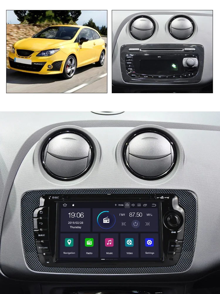 Excellent NaviFly 2 Din IPS Screen DSP Android 9.0 for Seat Ibiza MK4 6J SportCoupe Ecomotive Cupra Car dvd radio multimedia player GPS FM 4