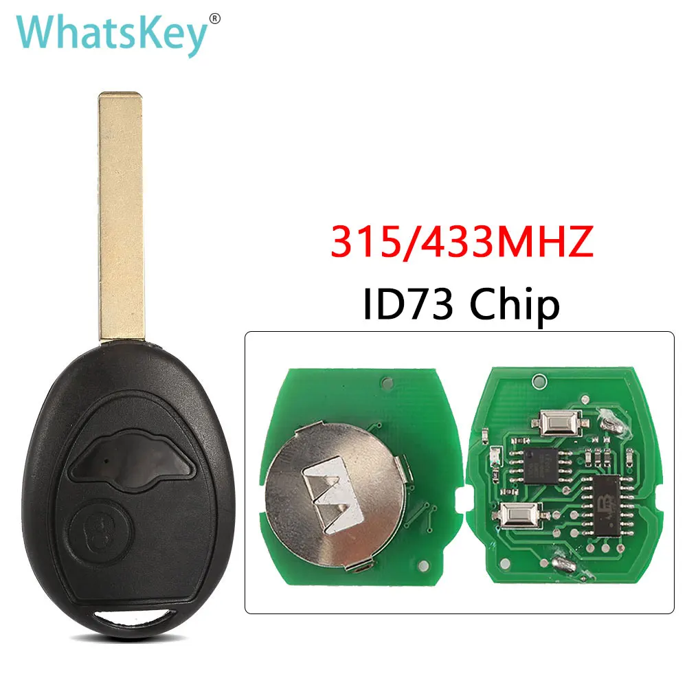 

WhatsKey 2 button Car Remote Control Key 315/433MHZ ID73 Chip For Bmw Mini Cooper S R50 R53 2002-2005 PCF7935 /7931AS With Code