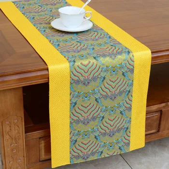 

Classic Floral Traditional Chinese Coffee Tablecloth Silk Satin Table Runner Christmas Wedding Party Decor