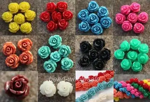 Hot Wholesale10/20pcs Gorgeous Rose Flower Coral Resin Spacer Beads 10/12/15MM 