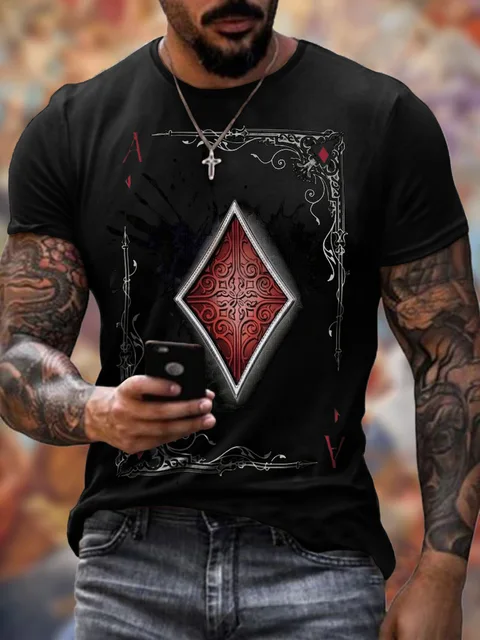 High Quality 3d T Shirt Playing Card Print Fashion Newmen's Autumn Short Sleeve Pattern Loose O Neck Street Men's Casual Clothes 5