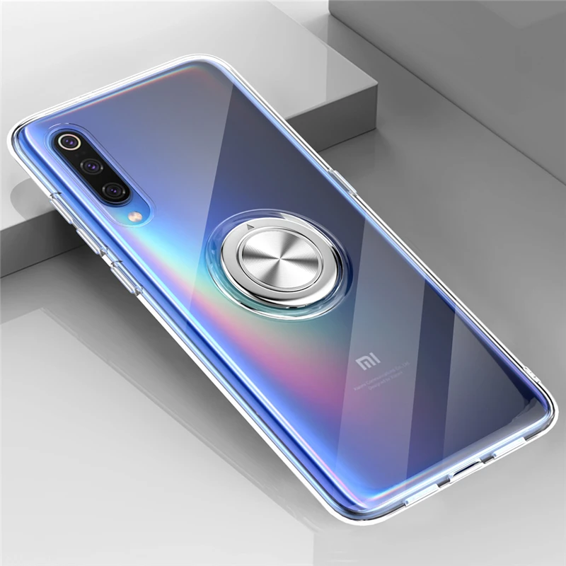 Прозрачный мягкий силиконовый чехол для Xiaomi mi 9 SE 8 mi 9 mi 8 Автомобильный держатель с кольцом-подставкой противоударный чехол красный mi Note 7 Pro Чехол Note7