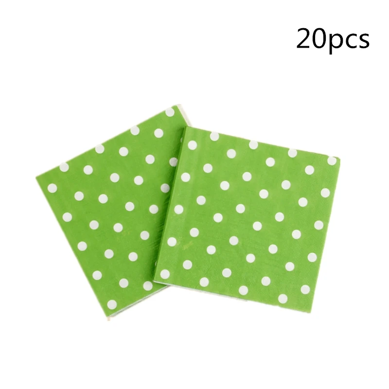 20pcs green napkin 10 шт., 7 дюймов, 8 цветов, тарелки в горошек, тарелки с рисунком в горошек, вечерние украшения для детского душа, тарелки в горошек, красные тарелки в горошек - Цвет: 20pcs green napkin