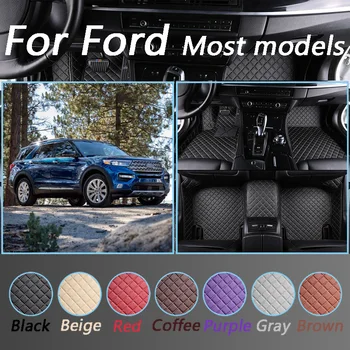 

Leather Car Floor Mats For Ford xplorer mondeo fiesta c-max Mustang ecosport Everest s-max edge Tourneo Waterproof Floor Mats
