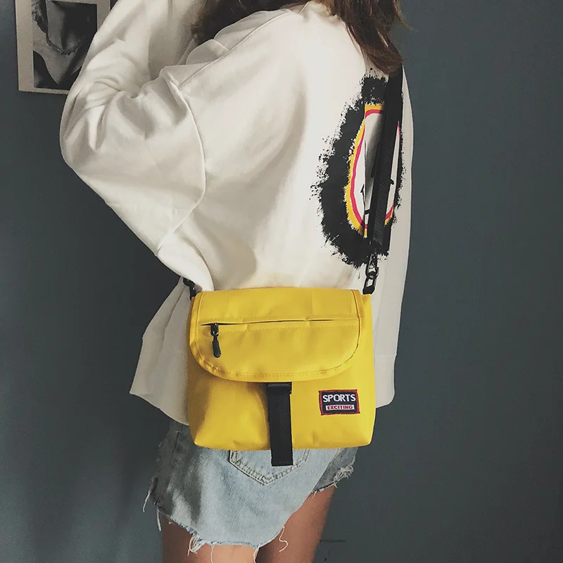 

South Korea Ulzzang Street Hip Hop Disco Dancing Harajuku-Style Versatile Applique Plaid Messenger Bag Unisex Fashion