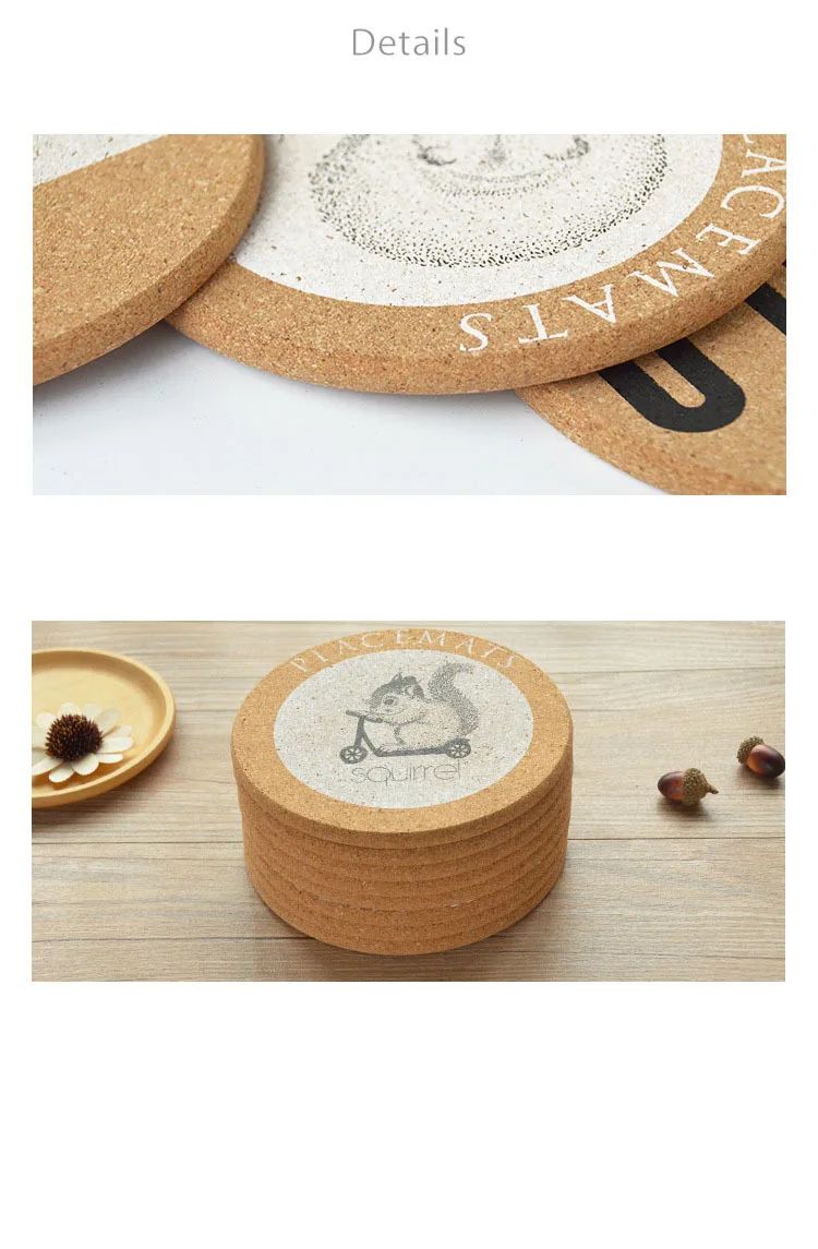 Деревянные подстилки-салфетки под тарелку коврик для чашки теплоизоляция мультфильм кухонные аксессуары украшения дома