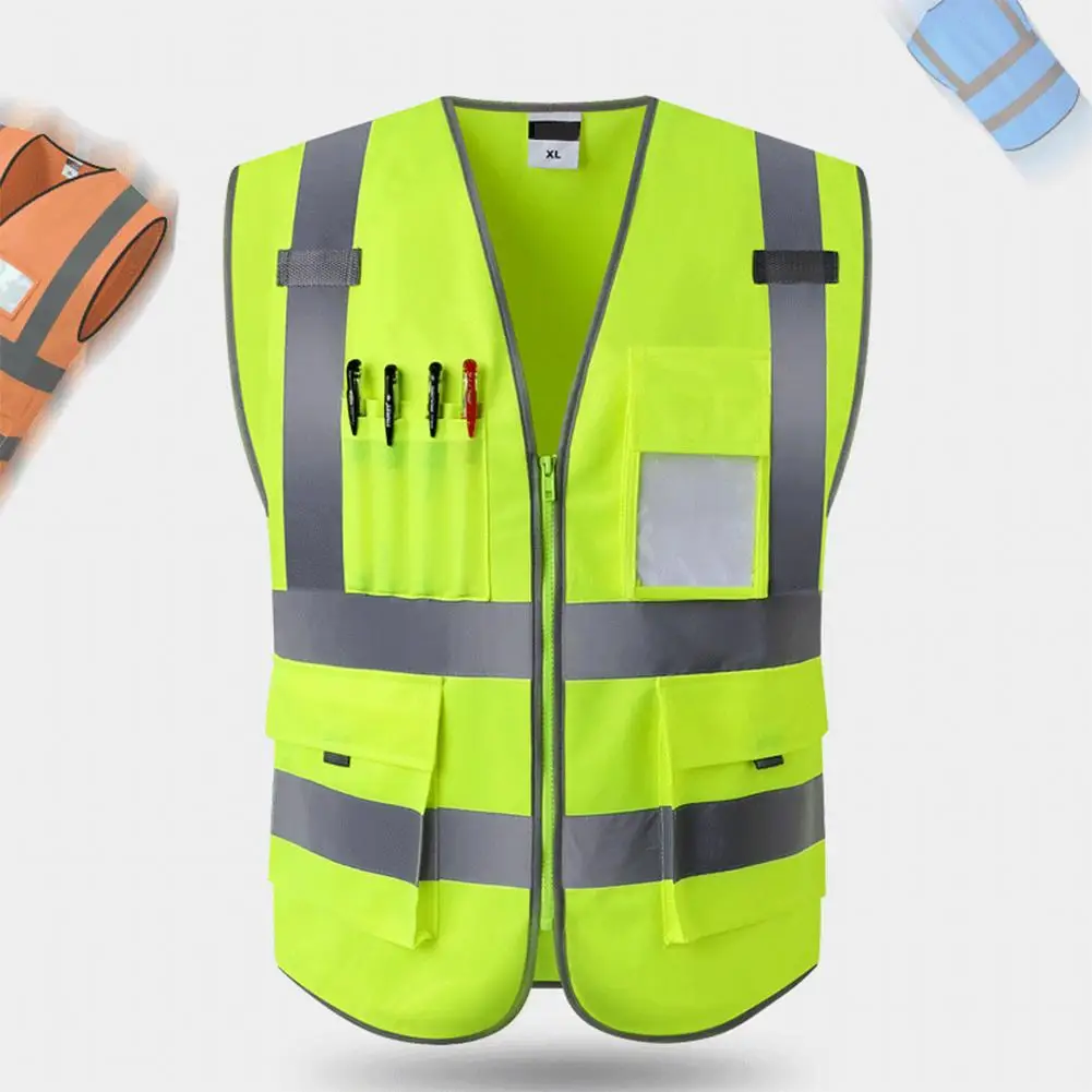 Унисекс Открытый регулируемый Hi-Vis жилет безопасности светоотражающий жилет безопасная цепочка для жилета трикотажная ткань L-2XL