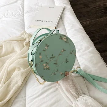 

Women's bag 2020 summer new fashion Korean wild one-shoulder portable lace chain bag pu small round bag