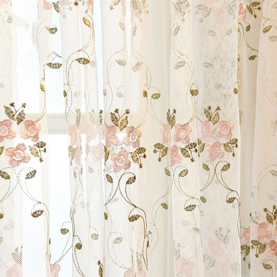 Корейский пасторальный Элегантный свежий розовый цветок вышивка спальня отвесные шторы сетки тюль шторы для гостиной wp366#5