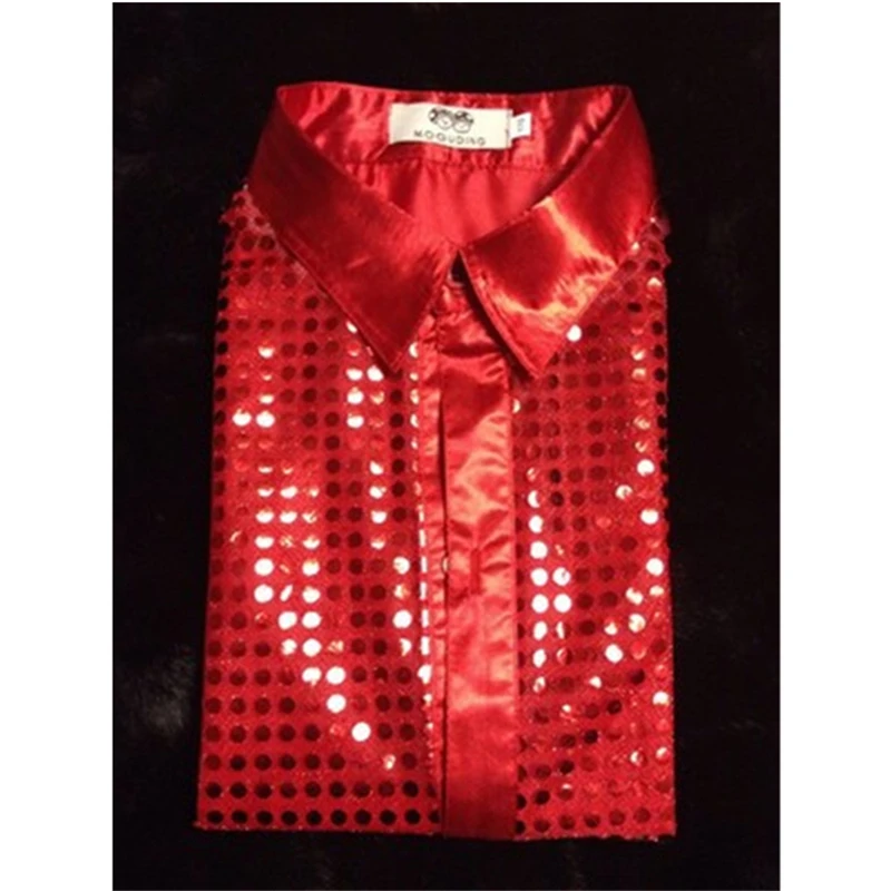 9 цветов, детская модная танцевальная рубашка с блестками в стиле хип-хоп, блестящая куртка для бальных танцев, пальто, Детские современные танцевальные костюмы - Цвет: Red
