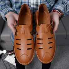 Новые стильные летние мужские крутые туфли из натуральной кожи с закрытым носком; Уличная Повседневная обувь ручной работы из воловьей кожи; большие размеры; крутая мужская обувь