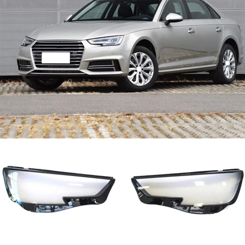 

2Pcs Car Clear Headlight Lens Cover Replacement Head Light Lamp Cover For-Audi A4 B9 2015-2018