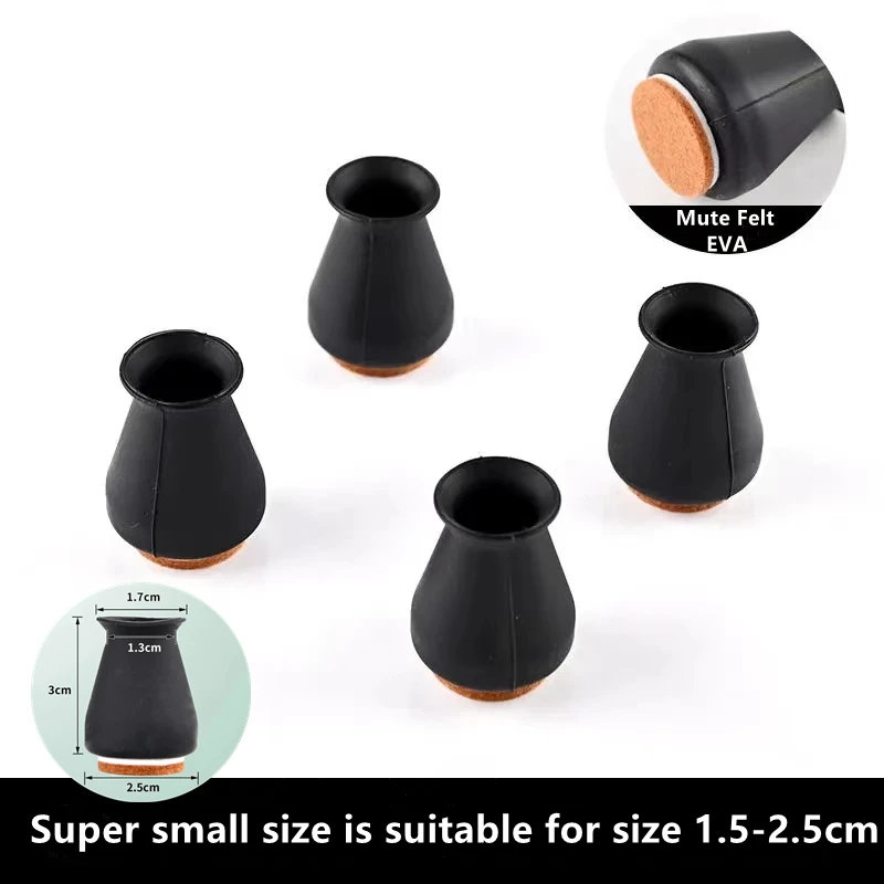 Chair Legs Protectors Table Foot Cover Silicone Chair Caps with Felt EVA Pads for Protecting Floors from Scratches and Noise #30