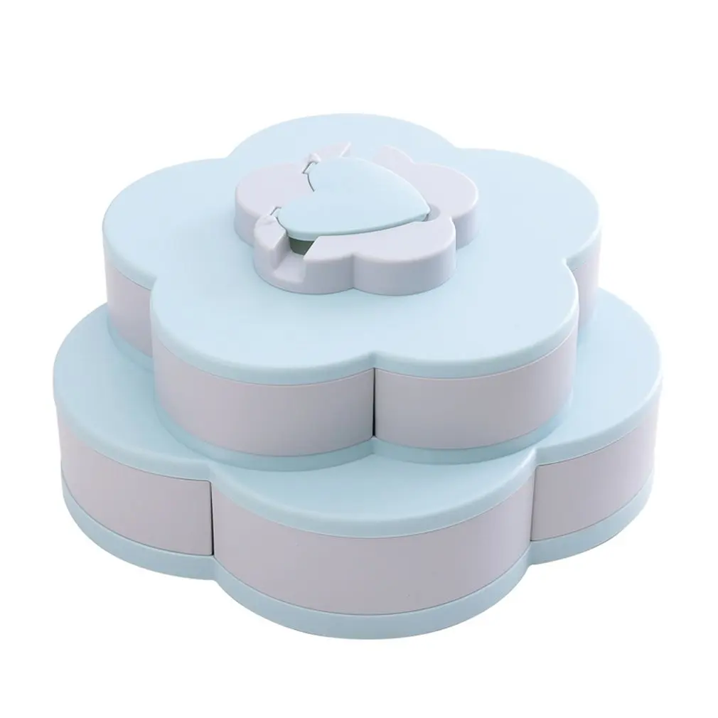 

Double-Layer Rotating Fruit Plate Petal Shape Dried Fruit Plate Snack Storage Tray Living Room Candy Dish Dried Fruit Plate