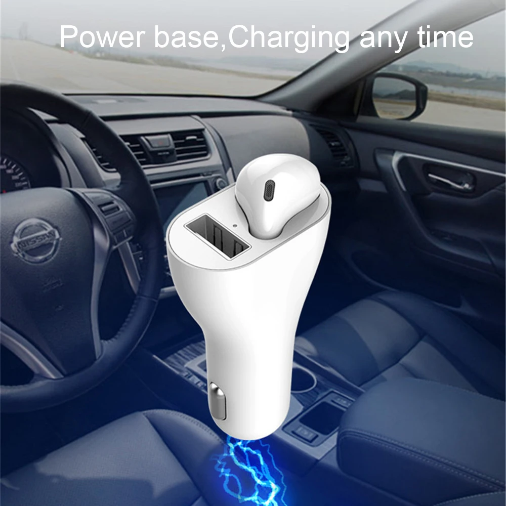 Прикуриватель для USB автомобиля Bluetooth зарядное устройство Ремень гарнитура Беспроводные наушники для iphone samsung huawei и смартфонов