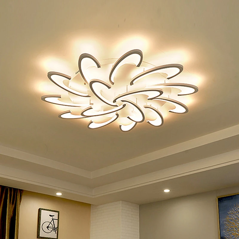 Modern Led Ceiling Chandeliers For Living Room With Remote Control Bedroom Black Lamp Fixtures Luster Lighting