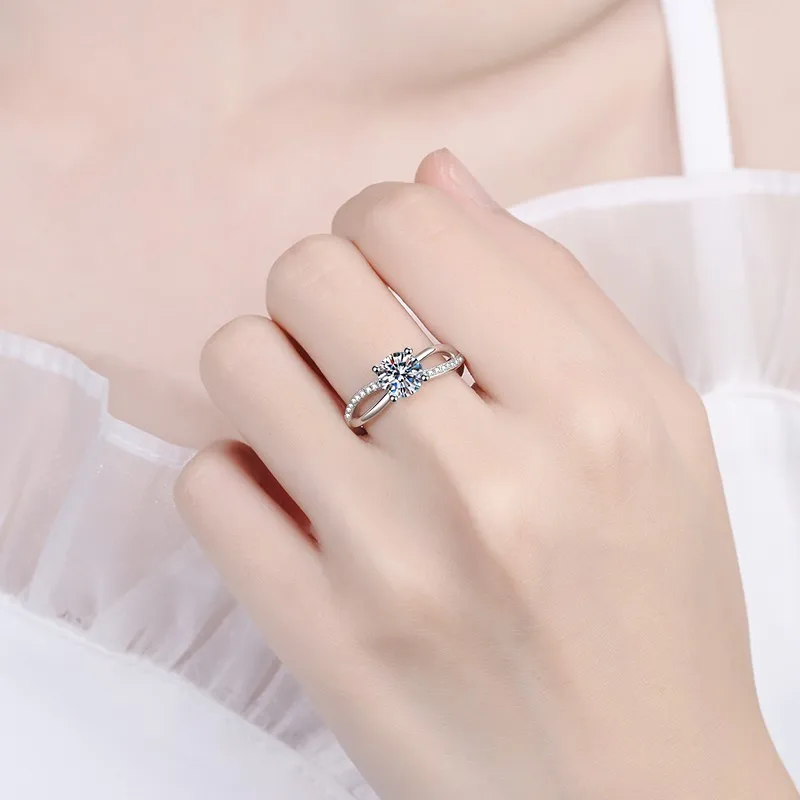 925 Sterling Silver Moissanite Engagement Ring Fancy Wave Wedding Ring VVS1 D Color Round Diamond Promise Ring For Women - Image 4