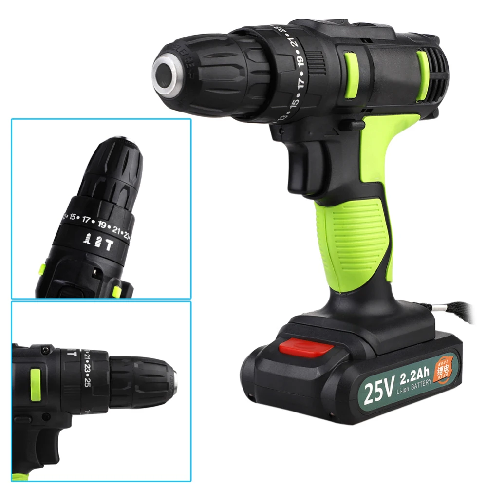 

25v Cordless Screwdriver Electric Drill Battery Mini Drill Rechargeable Electrical Tool With Li-Ion Battery