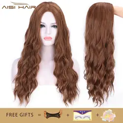 I's a парик длинные смешанные коричневые женские парики волна воды синтетические парики для женщин афроамериканские средняя часть природы