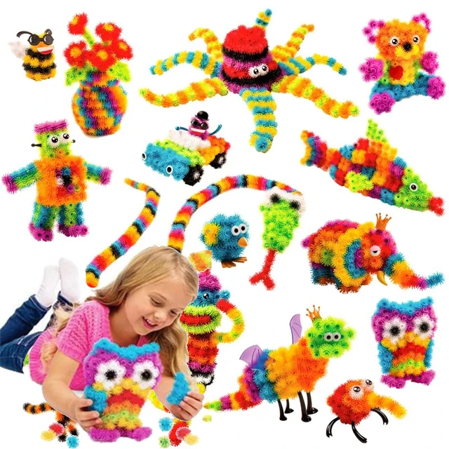 100-1200pcs Thorn Ball Magic plastic Puffer Ball Animal Assembling Building Block Toy DIY Construction Toys for Children Gifts 2