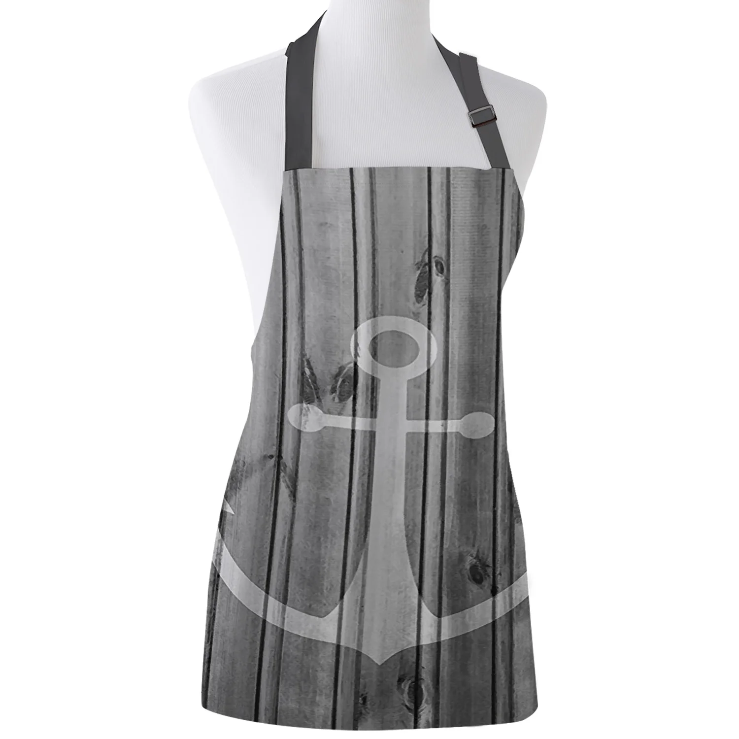 Gray Wood Grain Anchor Kitchen Aprons BBQ Bib Apron for Cooking Baking Restaurant Pinafore Home Christmas Decorations | Дом и сад