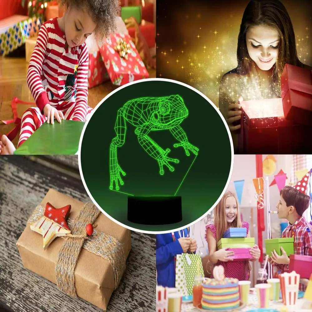 NiteApps 3D прыгающая лягушка светодиодный ночник настольная иллюзия Лампа подарок на день рождения приложение/сенсорное управление