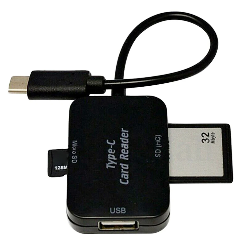 Черный Тип C до USB 2,0 OTG адаптер преобразователь ABS устройство чтения карт памяти Планшеты Многофункциональные комбинированные TF прочный мобильный телефон концентратор