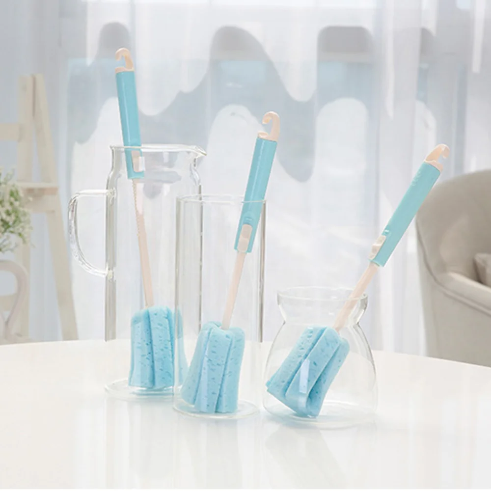 

Telescopic Handle Bottle Brush Sponge Plastic Glass Milk Water Cup Cleaning Feeding Bottle Dummy Nipple Pacifier Brushes
