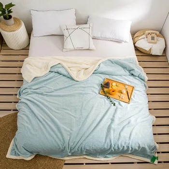 

2021 New Product Blanket Multifunctional Wheat Ear Arctic Warm Wool Blanket Throw Bed Cover For Child Adults As Christmas Gift