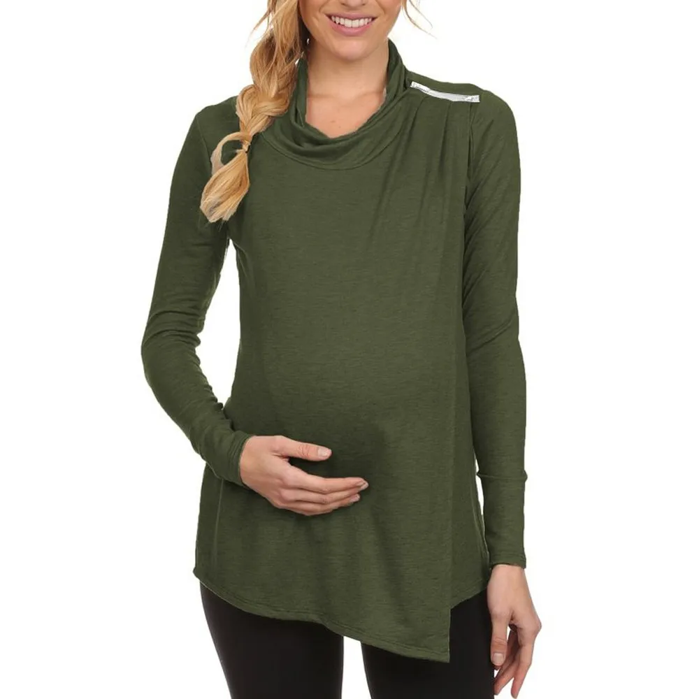 Осенние женские футболки для беременных, кормящих грудью, рубашки с длинными рукавами, открытые по бокам топы для кормящих, футболки HOOLER