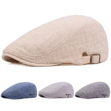 Мужские и женские береты, Классическая Кепка из льна и хлопка, регулируемые шапки для путешествий